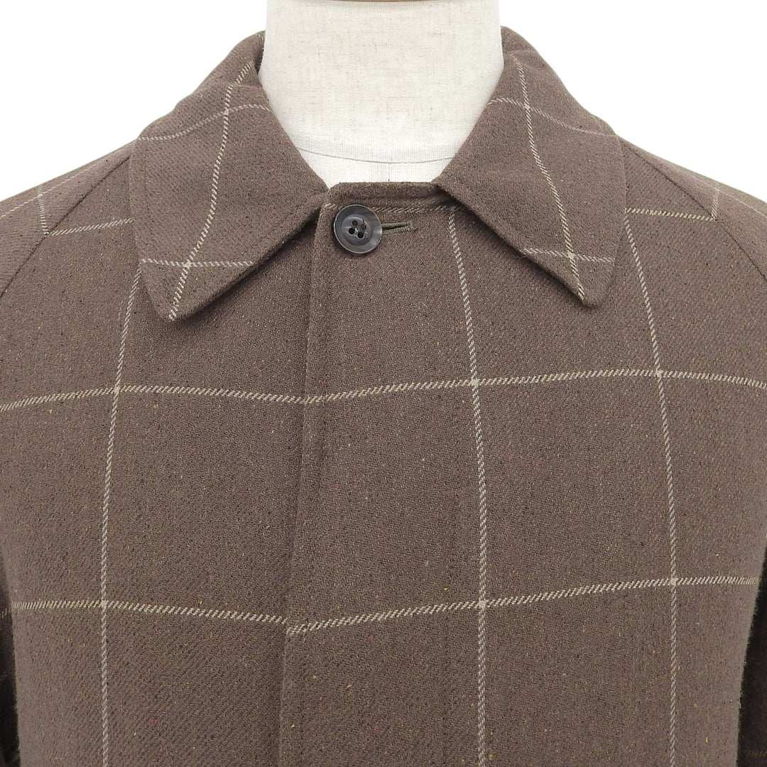Excellent INVERTERE coat Checkered pattern, stand collar Brown 40 IV191BM25011