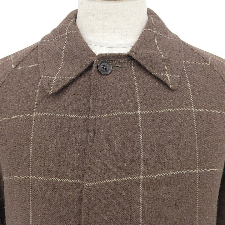 Excellent INVERTERE coat Checkered pattern, stand collar Brown 40 IV191BM25011