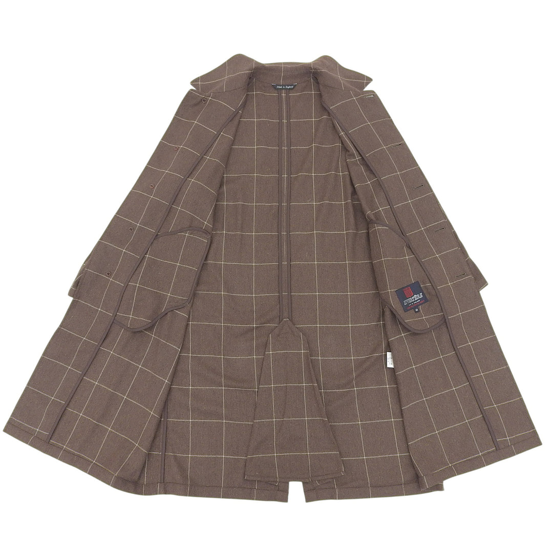 Excellent INVERTERE coat Checkered pattern, stand collar Brown 40 IV191BM25011