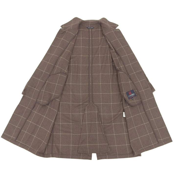 Excellent INVERTERE coat Checkered pattern, stand collar Brown 40 IV191BM25011