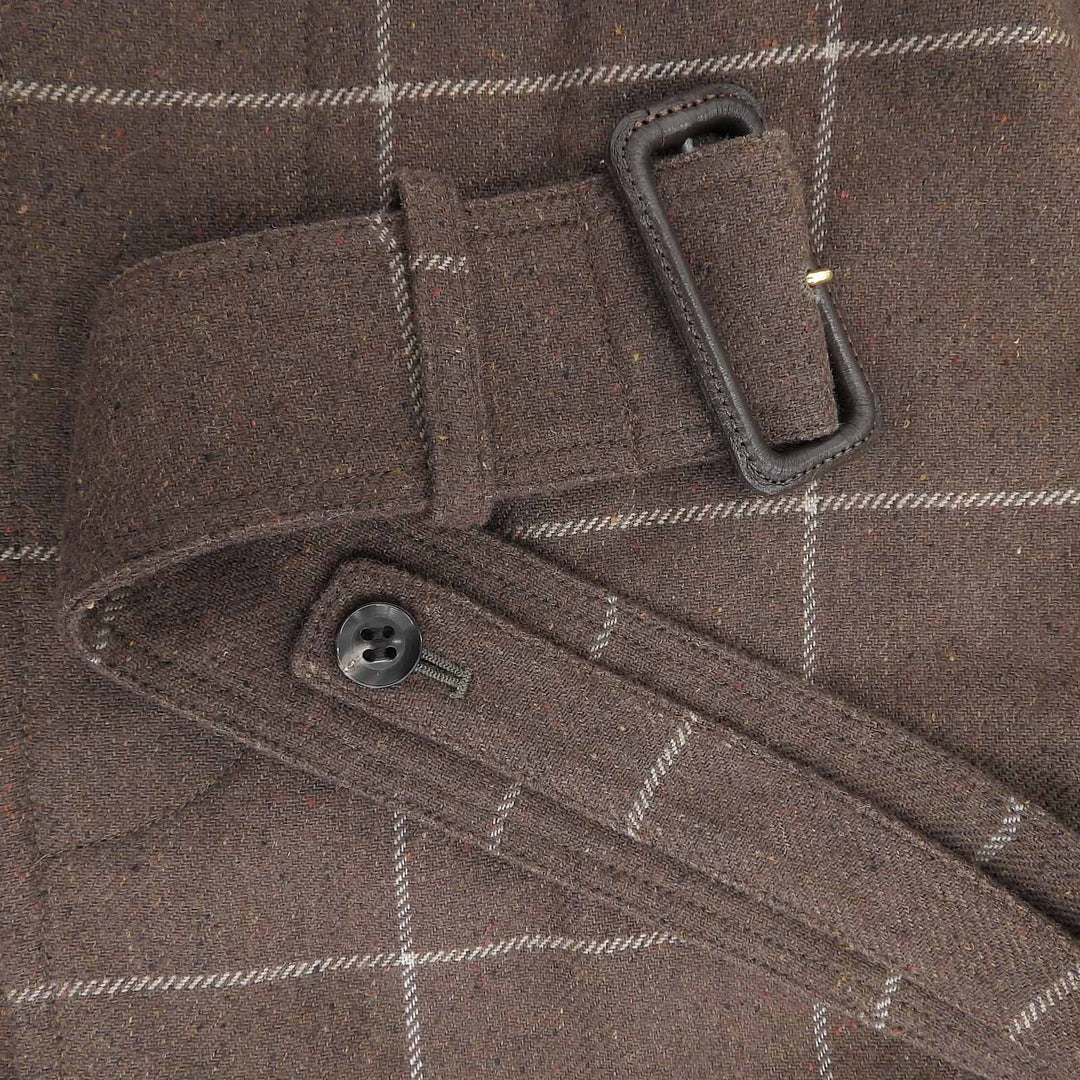 Excellent INVERTERE coat Checkered pattern, stand collar Brown 40 IV191BM25011