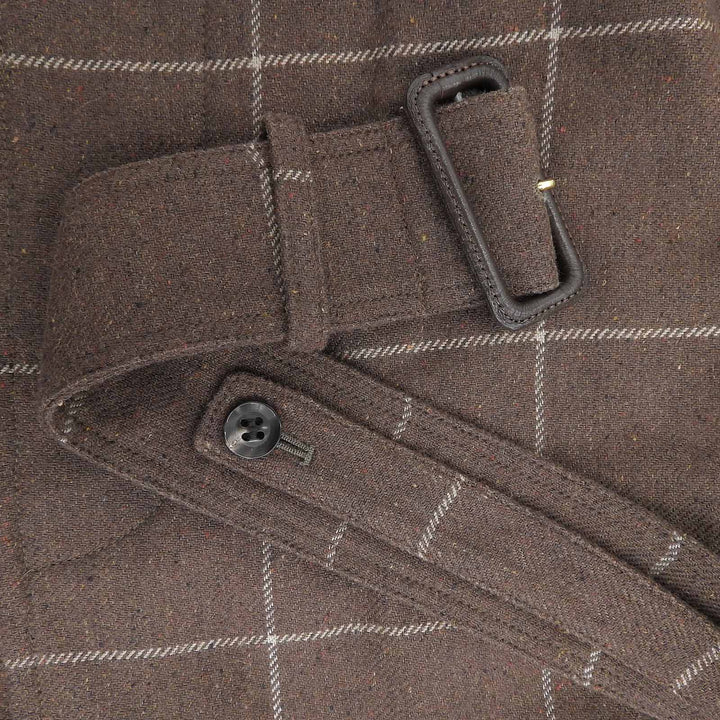 Excellent INVERTERE coat Checkered pattern, stand collar Brown 40 IV191BM25011