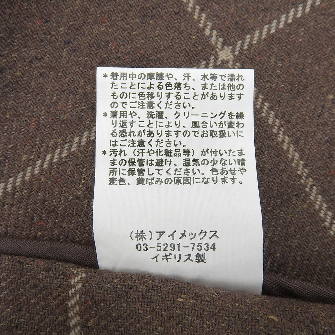 Excellent INVERTERE coat Checkered pattern, stand collar Brown 40 IV191BM25011