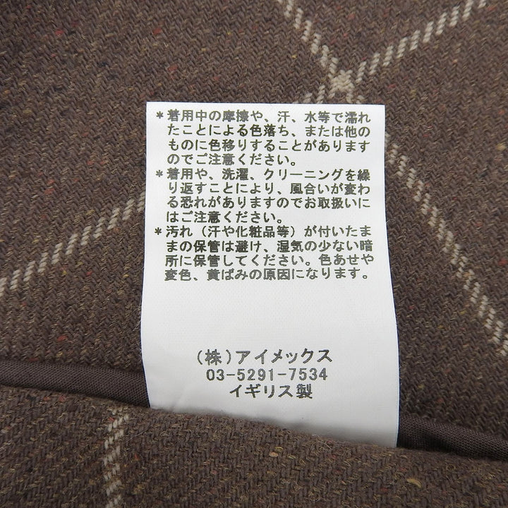 Excellent INVERTERE coat Checkered pattern, stand collar Brown 40 IV191BM25011