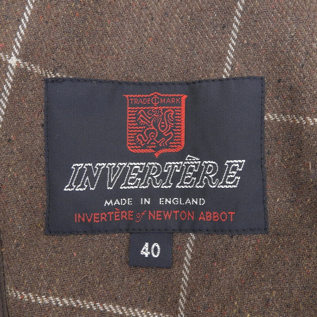 Excellent INVERTERE coat Checkered pattern, stand collar Brown 40 IV191BM25011