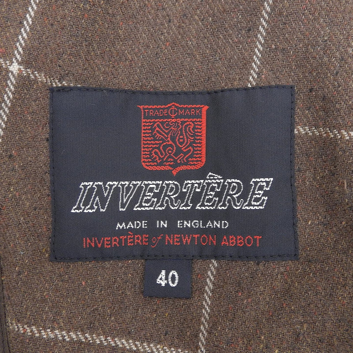 Excellent INVERTERE coat Checkered pattern, stand collar Brown 40 IV191BM25011