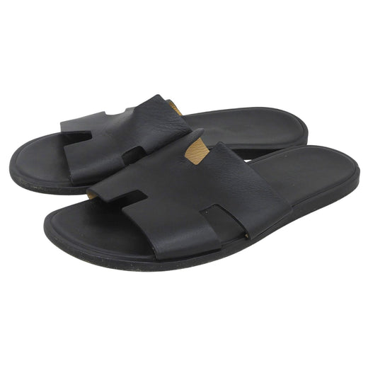 Very Good HERMES Sandals Izmir black leather mens 43