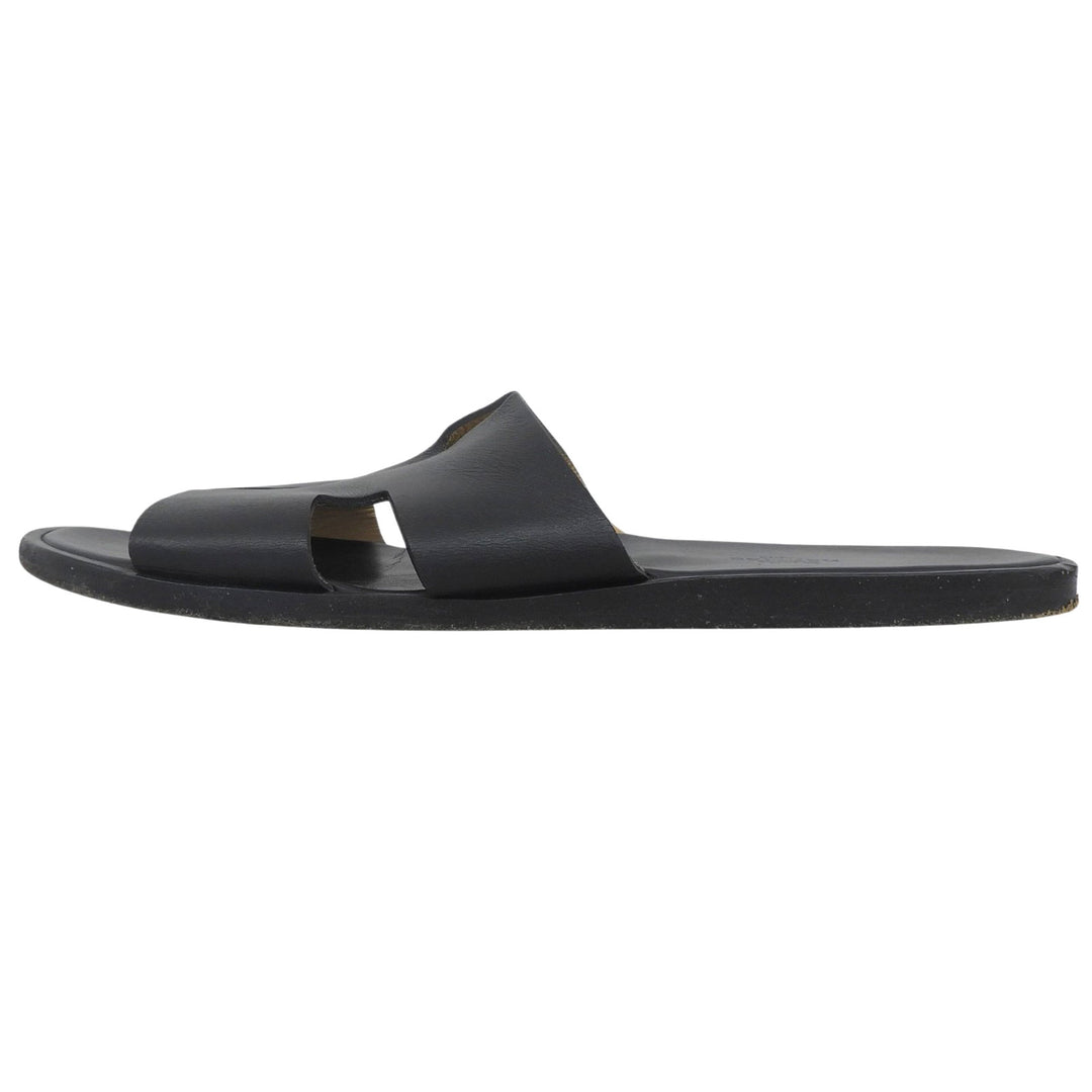 Very Good HERMES Sandals Izmir black leather mens 43