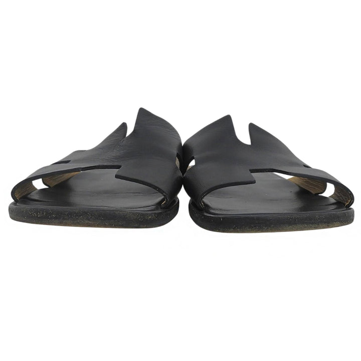 Very Good HERMES Sandals Izmir black leather mens 43