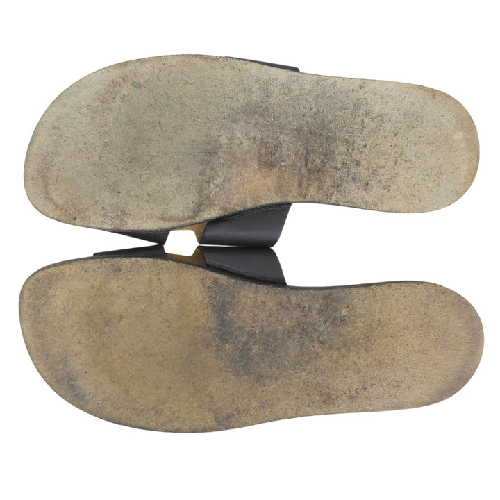 Very Good HERMES Sandals Izmir black leather mens 43