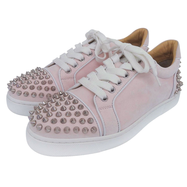 Great Christian Louboutin Low cut sneakers Vieira2 pink Nubuck Leather Women 36