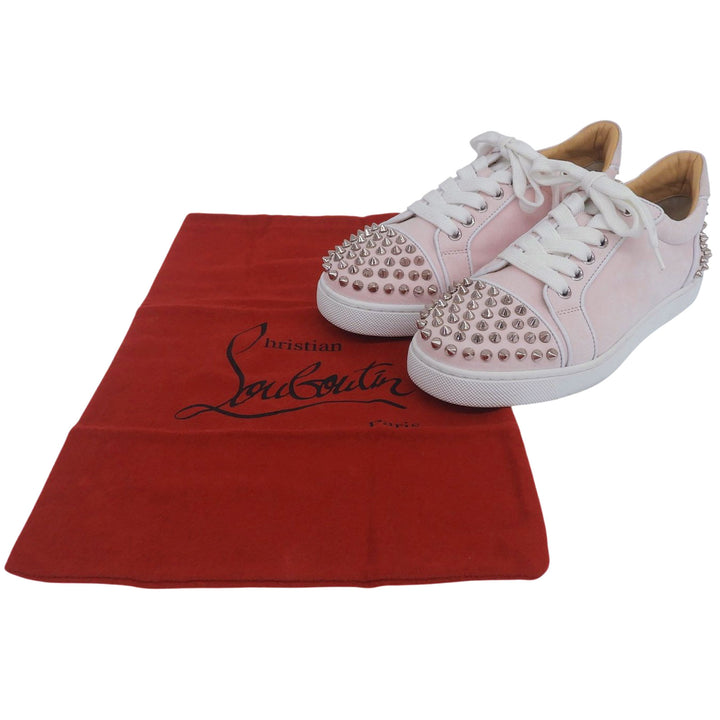 Great Christian Louboutin Low cut sneakers Vieira2 pink Nubuck Leather Women 36