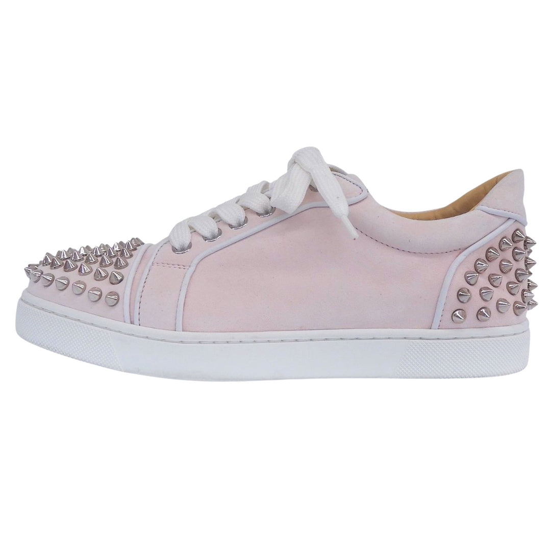 Great Christian Louboutin Low cut sneakers Vieira2 pink Nubuck Leather Women 36