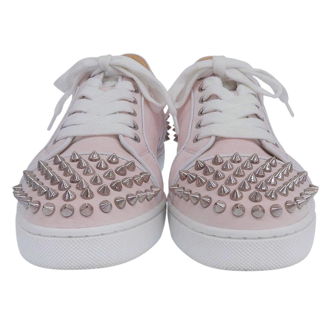 Great Christian Louboutin Low cut sneakers Vieira2 pink Nubuck Leather Women 36