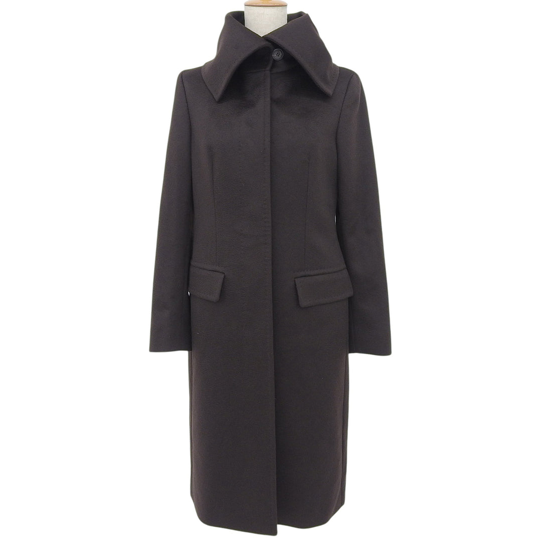 Pristine Max Mara coat Big Collar Long Brown wool Women