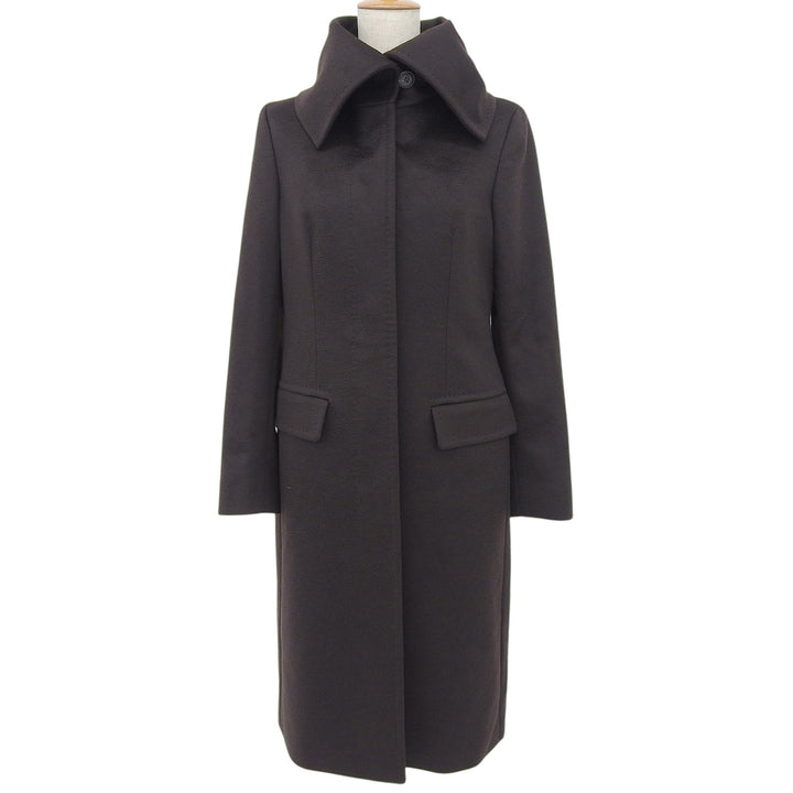 Pristine Max Mara coat Big Collar Long Brown wool Women