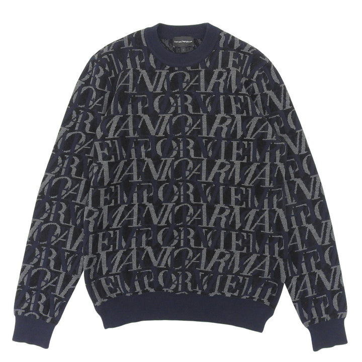 Great EMPORIO ARMANI knit Logo design Navy wool mens S 6H1MTT
