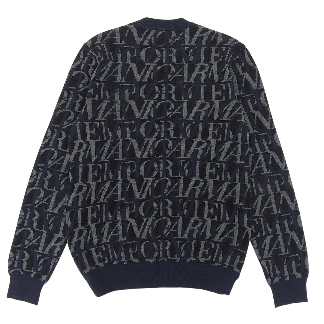 Great EMPORIO ARMANI knit Logo design Navy wool mens S 6H1MTT