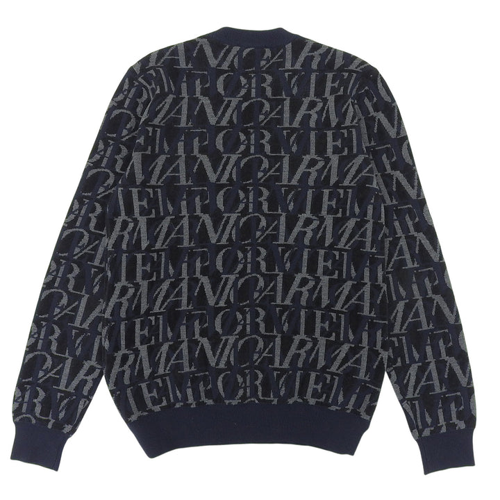 Great EMPORIO ARMANI knit Logo design Navy wool mens S 6H1MTT