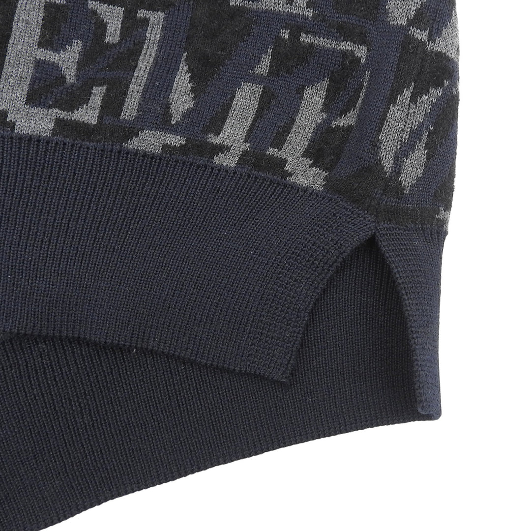 Great EMPORIO ARMANI knit Logo design Navy wool mens S 6H1MTT