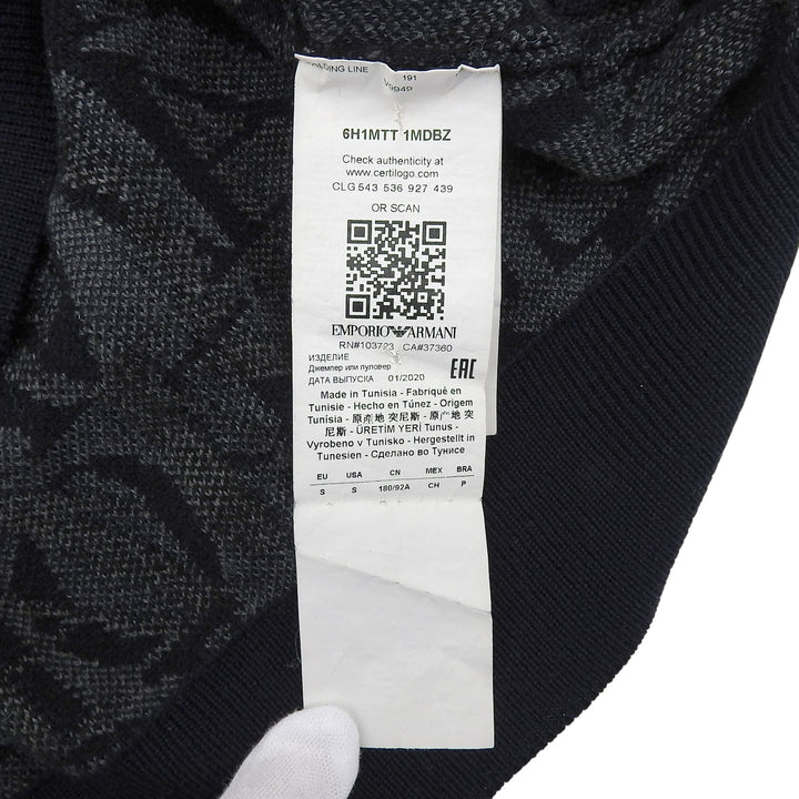 Great EMPORIO ARMANI knit Logo design Navy wool mens S 6H1MTT