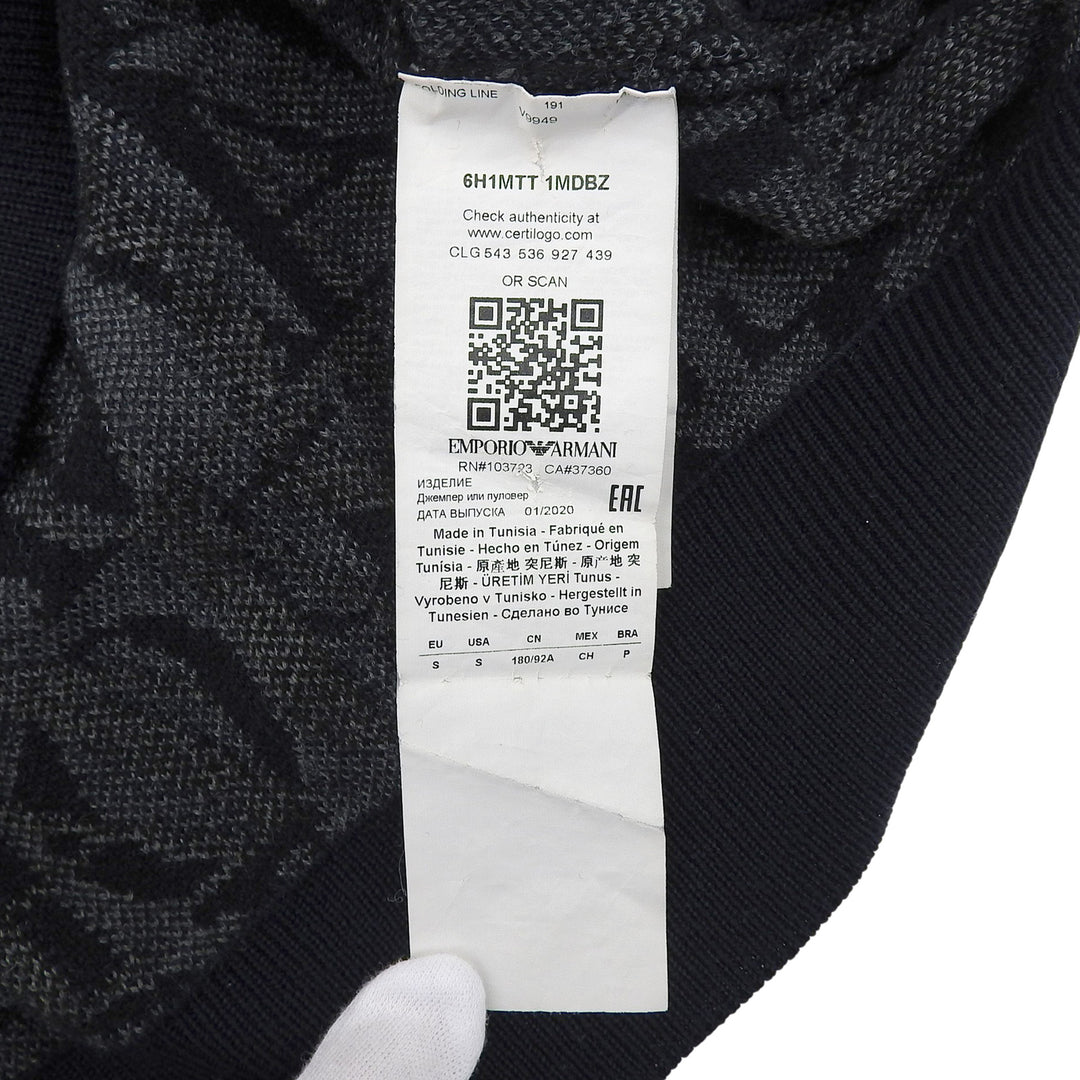 Great EMPORIO ARMANI knit Logo design Navy wool mens S 6H1MTT