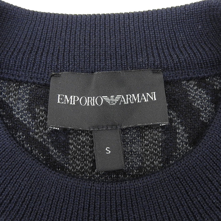 Great EMPORIO ARMANI knit Logo design Navy wool mens S 6H1MTT