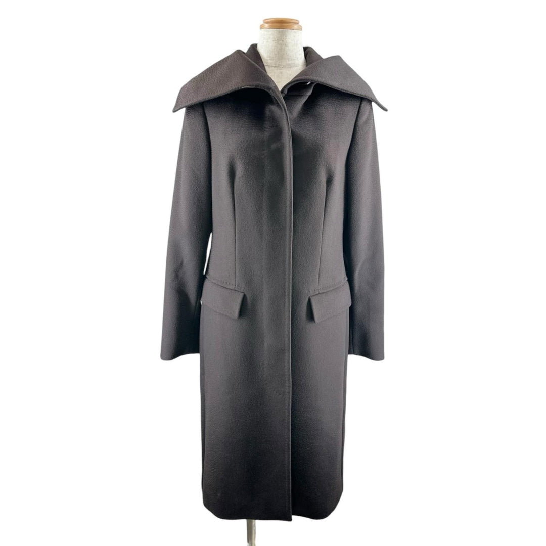 Pristine Max Mara coat Big Collar Long Brown wool Women IT 38