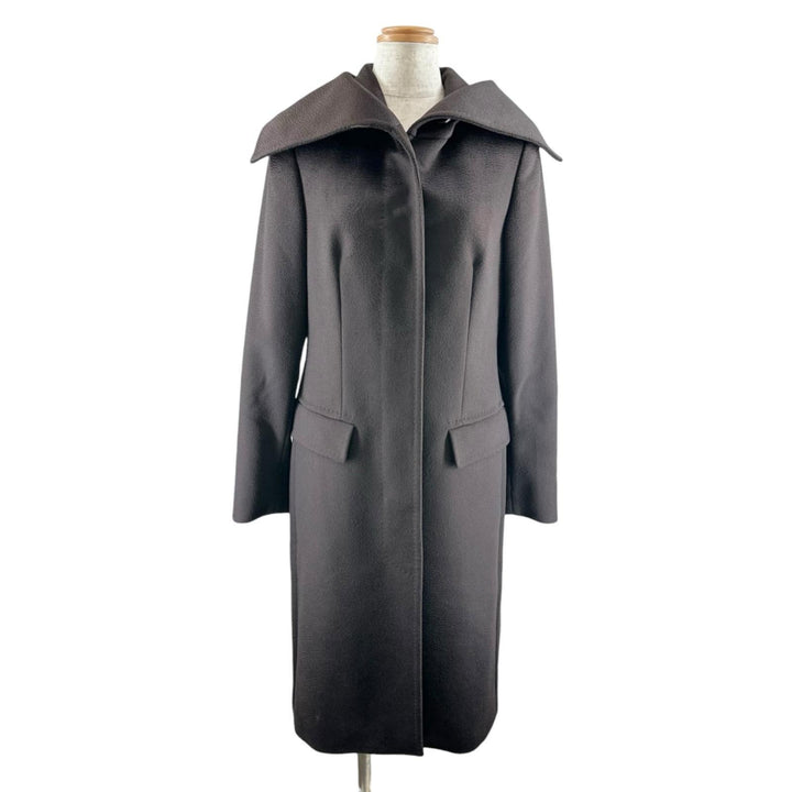 Pristine Max Mara coat Big Collar Long Brown wool Women IT 38