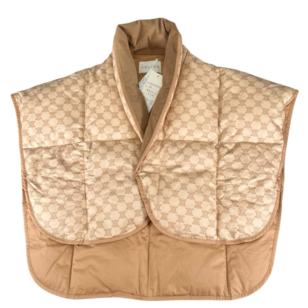 Pristine CELINE Down vest Macadam Pattern Quilted Sleeper Brown cotton Women