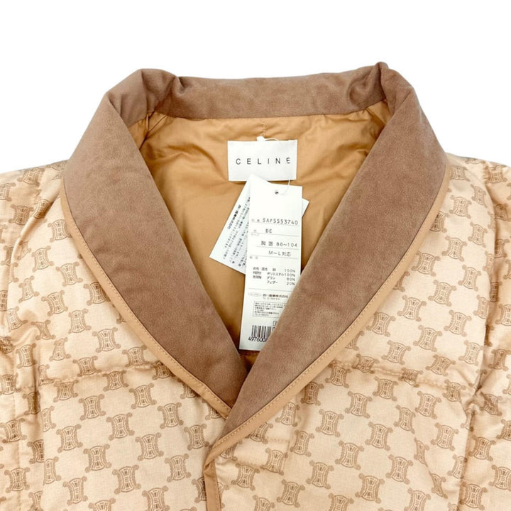 Pristine CELINE Down vest Macadam Pattern Quilted Sleeper Brown cotton Women