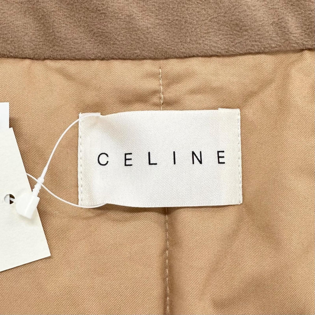 Pristine CELINE Down vest Macadam Pattern Quilted Sleeper Brown cotton Women