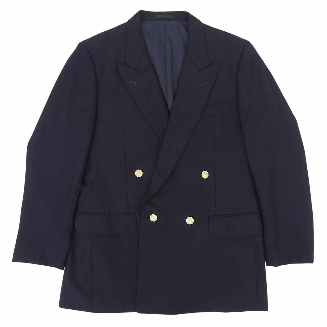 Great Burberrys Jacket Gold logo button double-breasted blazer Navy wool mens