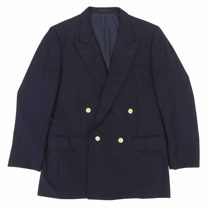 Great Burberrys Jacket Gold logo button double-breasted blazer Navy wool mens