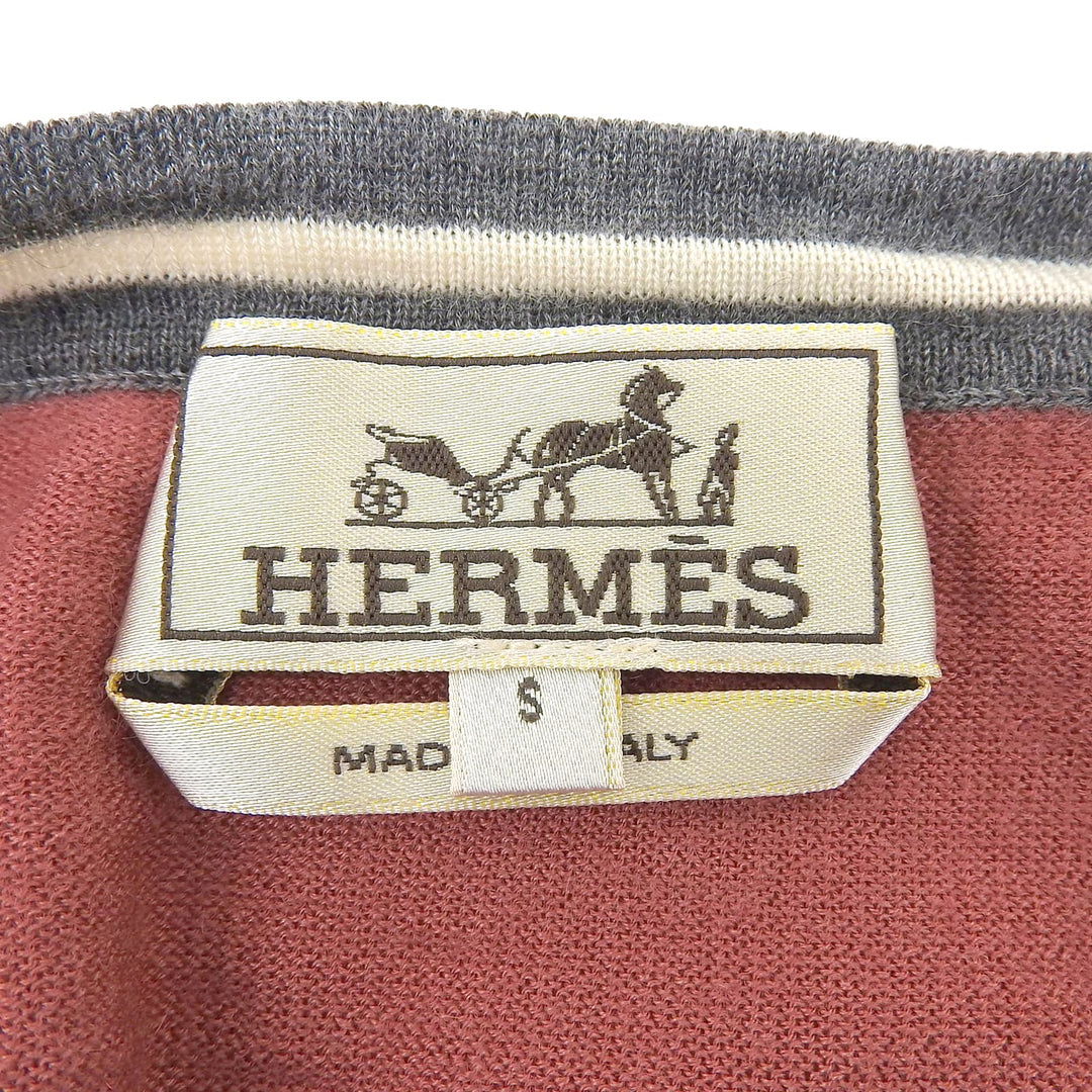 Great HERMES knit Crew neck, long sleeves Pink cashmere mens S