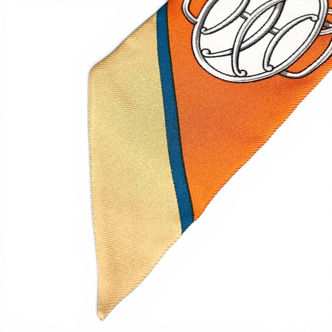 Excellent HERMES scarf Lift Profile Twilly multicolor silk Women