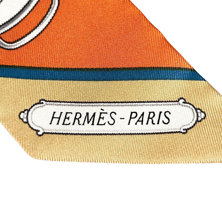 Excellent HERMES scarf Lift Profile Twilly multicolor silk Women