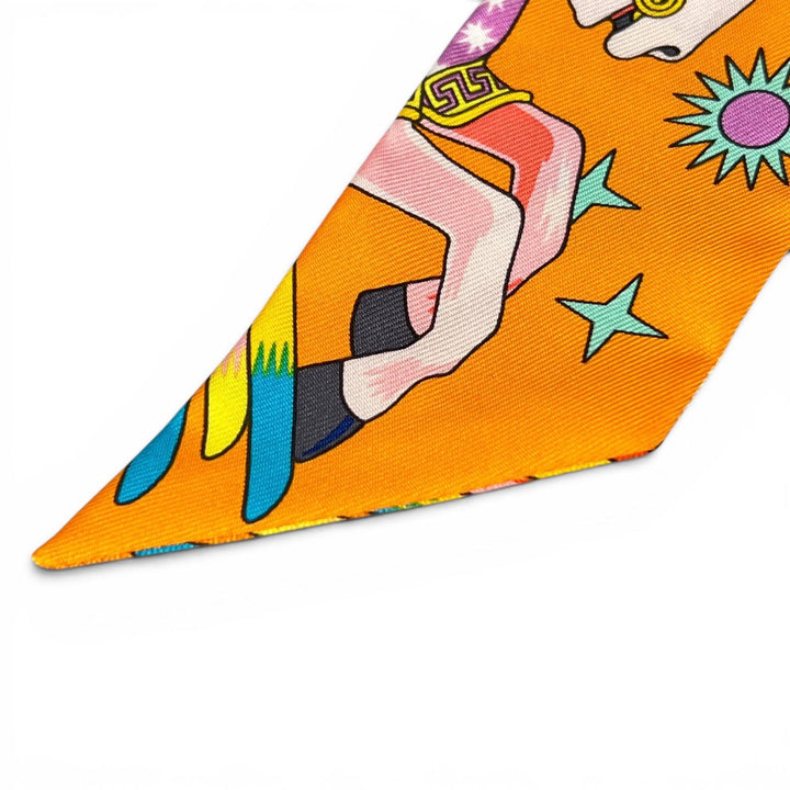 Excellent HERMES scarf La Source de Pegase Twilly multicolor silk Women