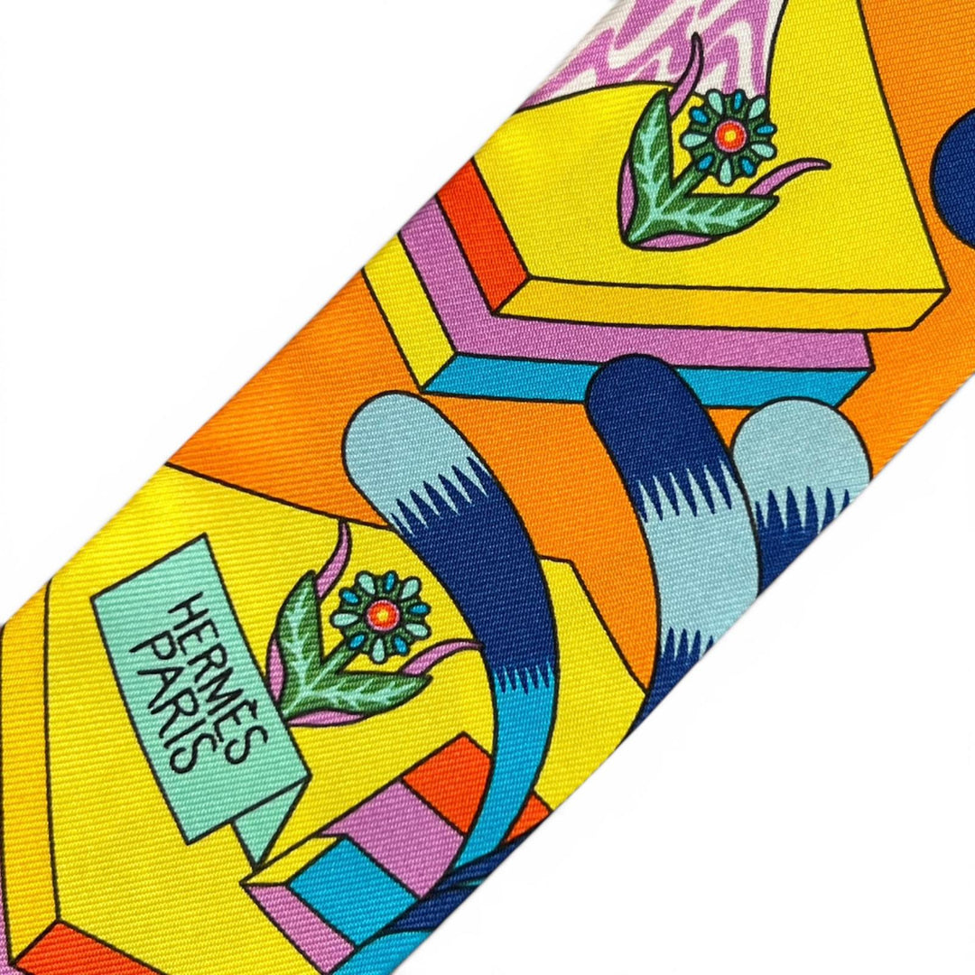 Excellent HERMES scarf La Source de Pegase Twilly multicolor silk Women