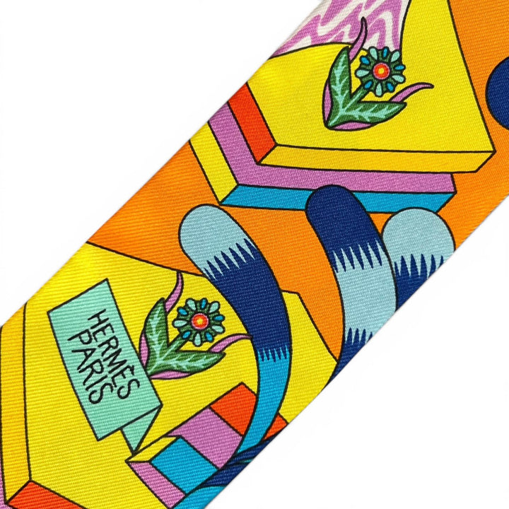 Excellent HERMES scarf La Source de Pegase Twilly multicolor silk Women