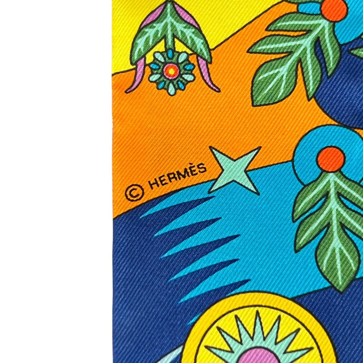 Excellent HERMES scarf La Source de Pegase Twilly multicolor silk Women