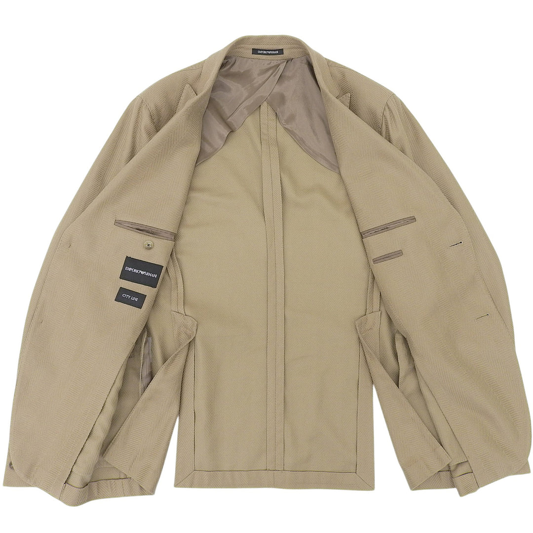 Pristine EMPORIO ARMANI Jacket Peak lapel light brown cotton mens 52