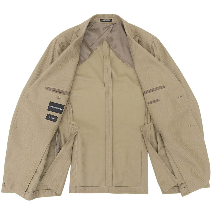 Pristine EMPORIO ARMANI Jacket Peak lapel light brown cotton mens 52