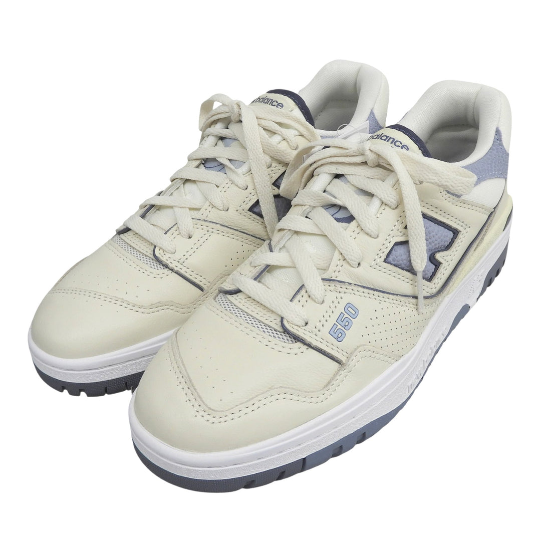 Pristine NEW BALANCE Low cut sneakers N logo leather Ivory mens 25.5cm BB550PLA
