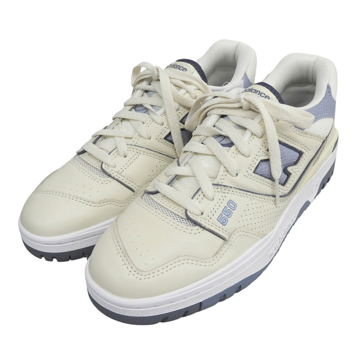 Pristine NEW BALANCE Low cut sneakers N logo leather Ivory mens 25.5cm BB550PLA