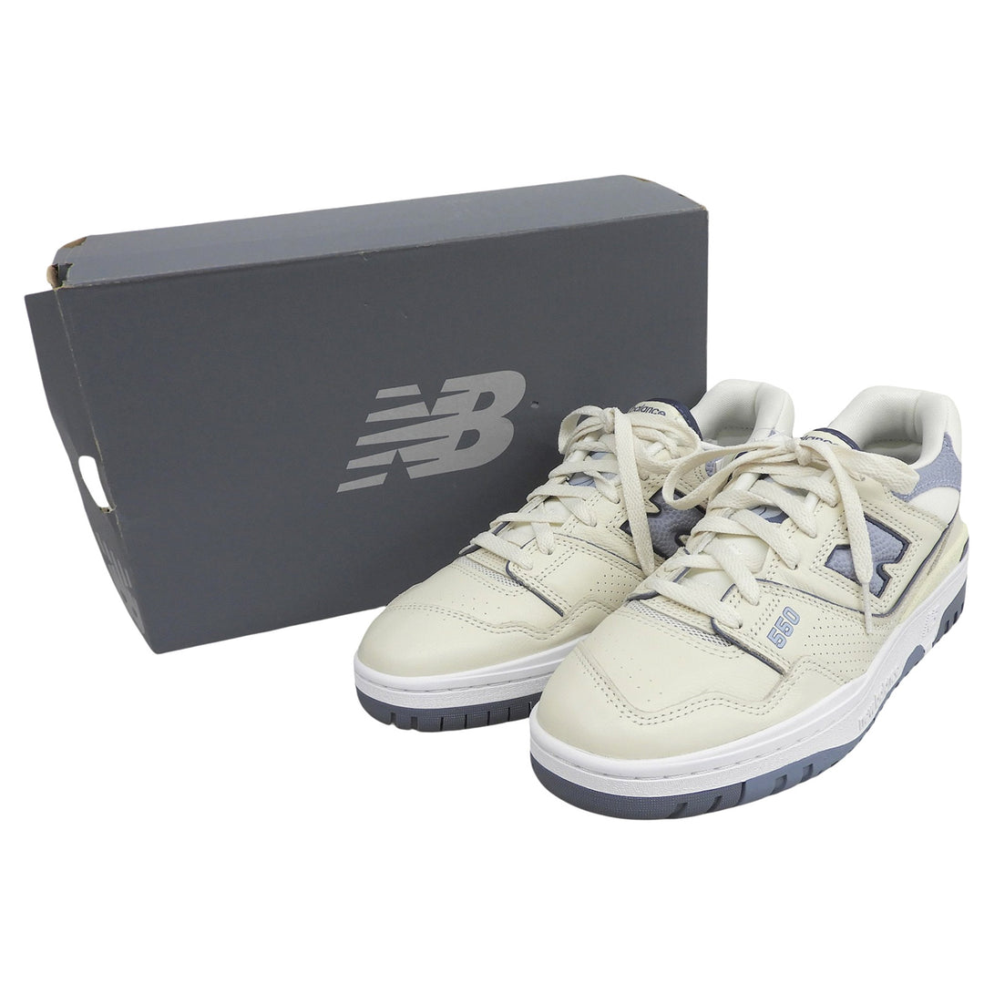 Pristine NEW BALANCE Low cut sneakers N logo leather Ivory mens 25.5cm BB550PLA
