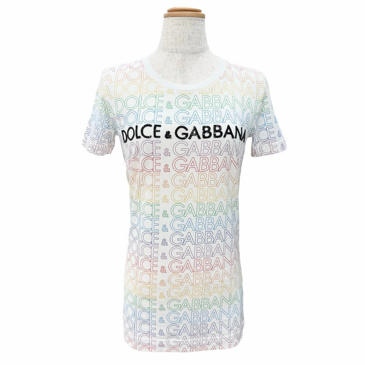 Pristine DOLCE&GABBANA Short sleeve T-shirt Sequined Logo Print 36 F8H32Z