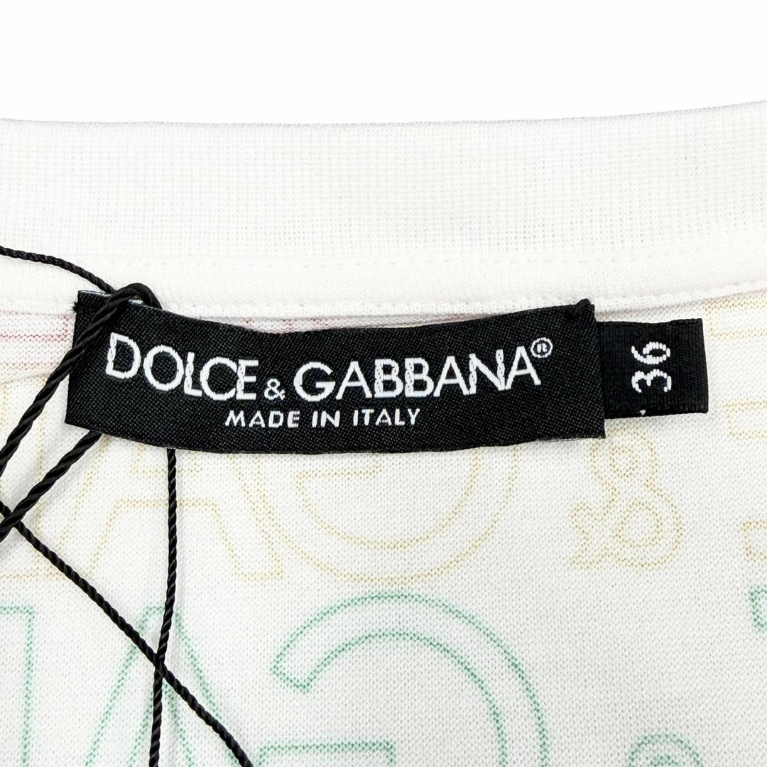 Pristine DOLCE&GABBANA Short sleeve T-shirt Sequined Logo Print 36 F8H32Z