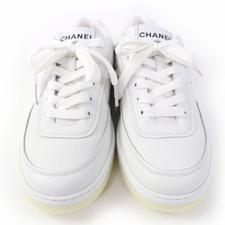 Pristine CHANEL Low cut sneakers COCO Mark leather white leather Women 36 G39978