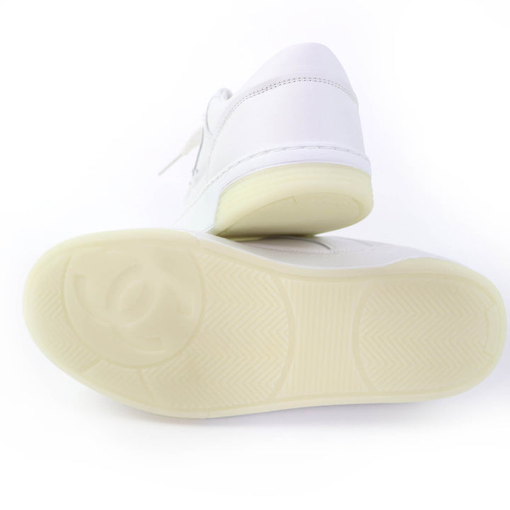 Pristine CHANEL Low cut sneakers COCO Mark leather white leather Women 36 G39978